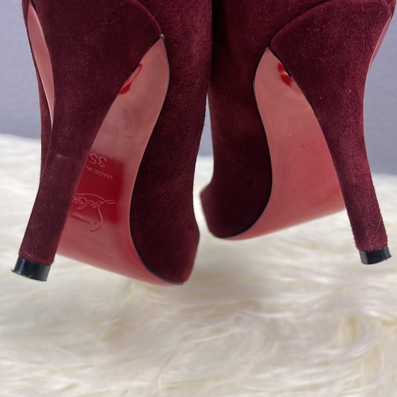 Christian Louboutin suede pump size 35.5 bordeaux red - Picture 6 of 11